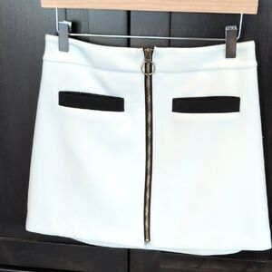 White and Black Women's A-line Mini Skirt